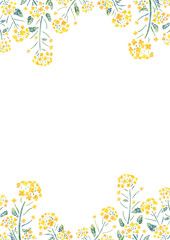 Obraz premium 菜の花のフレーム 縦長 水彩タッチ