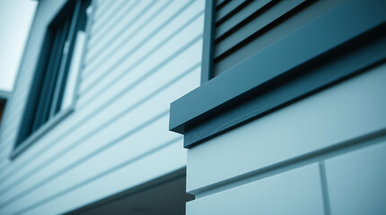 Obraz premium Modern House Exterior: Clean Lines and Architectural Detail. A stunning contemporary home design showcasing elegant aesthetics and sophisticated craftsmanship.