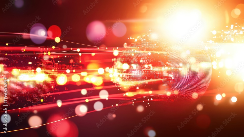 Poster abstract technology background with glowing lights and dynamic lines, ideal for modern digital innov