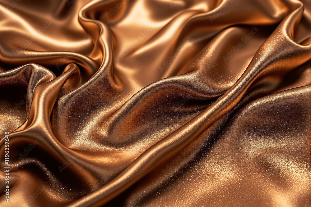 Poster close-up of shiny golden fabric folds in focus on a soft background.