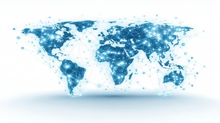 World map visualization, exploring global connections and data hubs through interactive dots lines