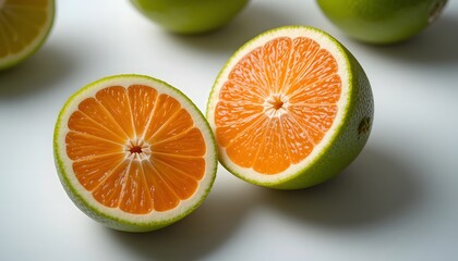 Fototapeta premium Sweet Lime or Citrus Limetta isolated with white background generated by Ai 