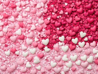 Obraz premium A Colorful Arrangement of Pink and Red Hearts on a Soft Background Ideal for Celebrating Love, Friendship, and Affection on Special Occasions and Events