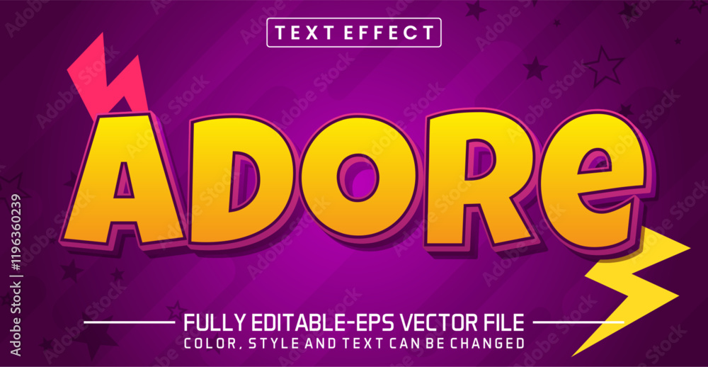 Aufkleber adore font text effect editable