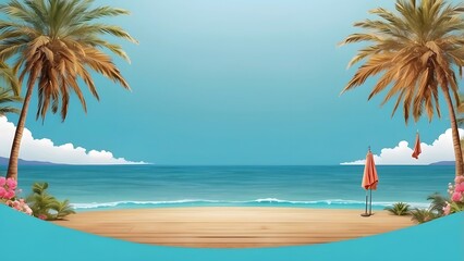 Naklejka premium Chester banner with empty space Without Text, Beach theme luxury Aqua background