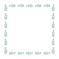 Botanical frame with branches, leaves. Floral border. Vector illustration.