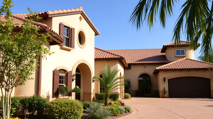 Mediterranean Dream Home: Luxurious Villa with Landscaped Gardens and Spacious Interior