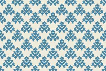 Carpet ikat floral pattern,fabric pattern on navy blue background vector illustration.Ikat ethnic oriental embroidery.Aztec style,abstract background.design for texture,clothing,decoration,carpet,rug.