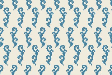 Carpet ikat floral pattern,fabric pattern on navy blue background vector illustration.Ikat ethnic oriental embroidery.Aztec style,abstract background.design for texture,clothing,decoration,carpet,rug.