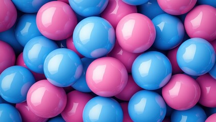 Colorful and Glossy Marbles in Blue and Pink Shades Piling Together to Create a Vibrant and Playful Background for Creative Projects and Designs