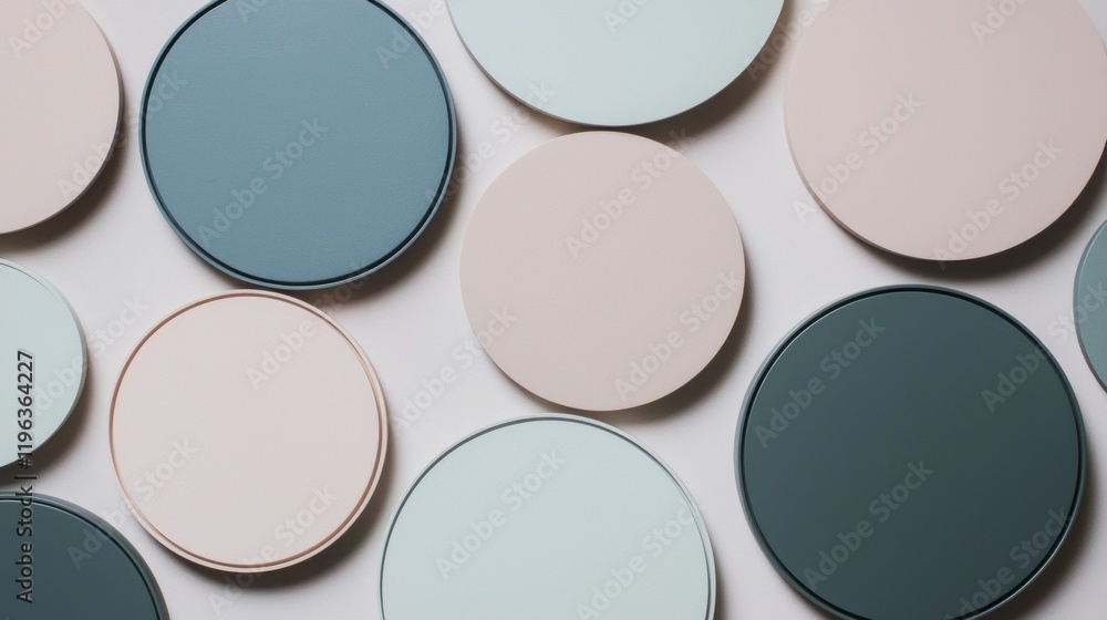 Poster soft pastel circles blend harmoniously in a serene composition, capturing the essence of minimalist 