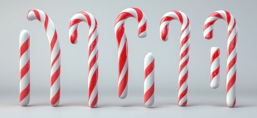 Fototapeta premium Colorful and Playful Candy Canes on a Soft Background, Perfect for Holiday Celebrations, Festive Decorations, and Sweet Treats in a Cheerful Atmosphere