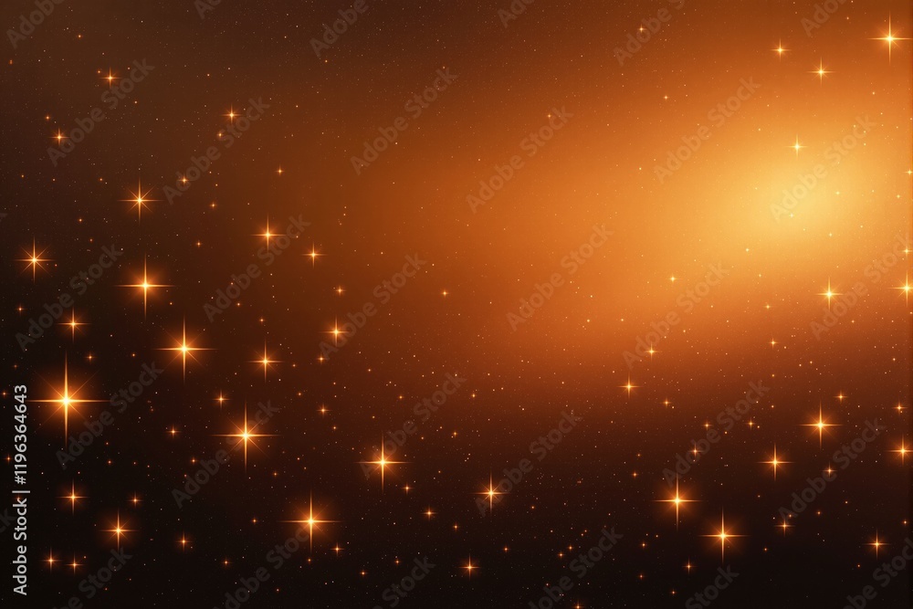 Poster abstract background with glowing stars and warm orange light texture.