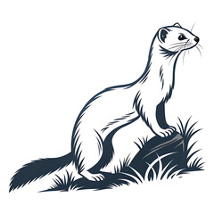 Fototapeta premium An elegant Stoat aka Ermine silhouette icon set against a clean white background