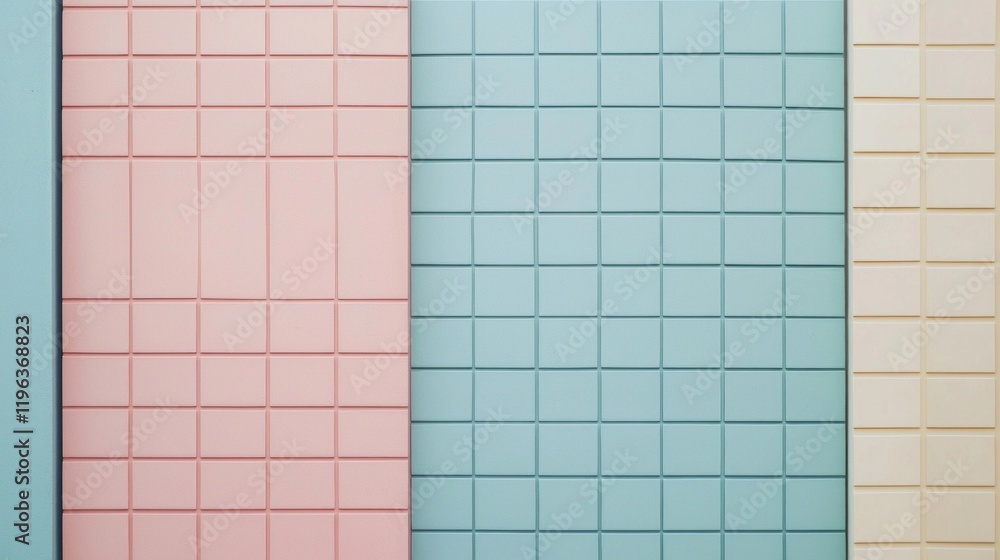Poster Soft pastel shades form a tranquil grid pattern, creating a visually pleasing composition that calms the senses. Ideal for modern design enthusiasts seeking minimalist inspiration