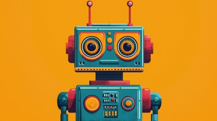 robot illustration retro, photography, antique, film, isolated, photo, black, object, equipment, white, photograph, classic, shutter, old-fashioned, photographic, obsolete, metal, flash, focus