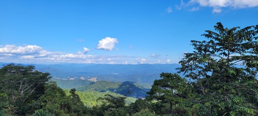 Mountain with blue sky and trees view of Krabi, Thailand