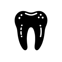 Decayed Tooth Icon: A stark black icon depicting a tooth with visible cavities, symbolizing dental health issues and the need for dental care.