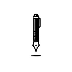 Fountain Pen Icon: A sleek, minimalist illustration of a fountain pen with a classic nib, perfect for adding a touch of sophistication to any design project.  