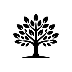 Stylized Tree of Life: A minimalist black and white illustration of a stylized tree, symbolizing growth, strength, and nature's resilience.
