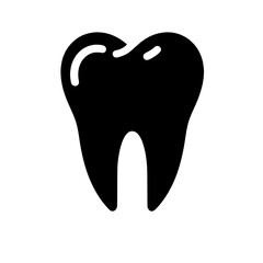 Healthy Tooth Icon: A simple yet effective black silhouette of a healthy tooth, perfect for dental-related designs, brochures, and websites.