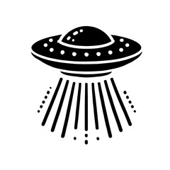 Unidentified Flying Object: A classic illustration of a UFO, depicted in a bold, black-and-white style, emitting a beam of light.  This iconic image is perfect for science fiction, mystery.