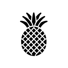 Obraz premium Pineapple Icon: A simple yet bold black icon depicting a pineapple, showcasing its distinctive spiky crown and textured skin.