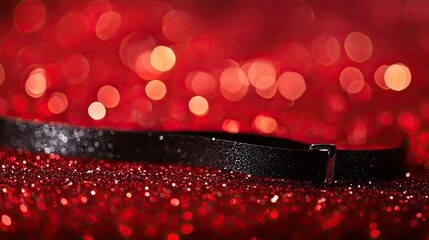 Santa's Black Belt with a Background of Red Glitter