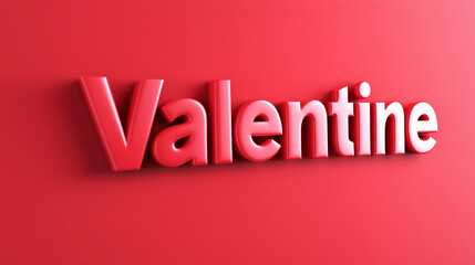 3D Render of "Valentine" Text on Red Background