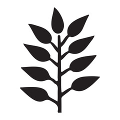Detailed Silhouette of a Branch with Leaves Illustration