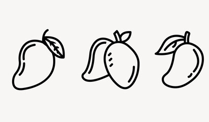 Mango outline or line icon design bundle.