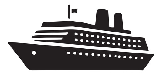 Obraz premium Cruise Ship Silhouette Vector Graphic