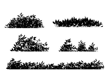 bush silhouette set, bushes border