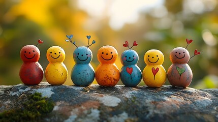 Animated figures representing mental health and gratitude with calming expressions and thoughtful actions