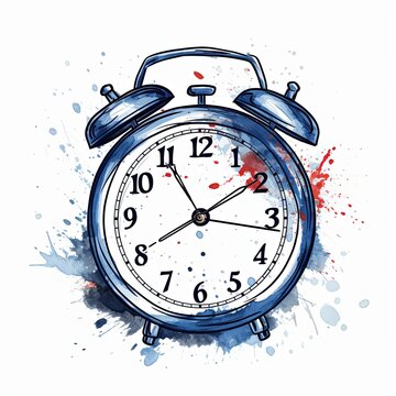 This image displays a modern blue alarm clock with a sleek design, featuring a white dial and bold black hands for clear visibility. The silver accents enhance its stylish look, perfect for any decor.