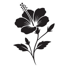 Elegant Hibiscus Flower Silhouette Illustration