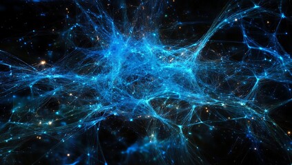 A vibrant, abstract representation of interconnected networks in a cosmic setting.