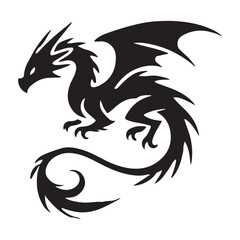 Silhouette of a Majestic Dragon Vector Art