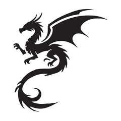 Fierce Silhouette Illustration of a Dragon