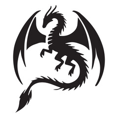 Winged Dragon Silhouette Vector Art Illustration