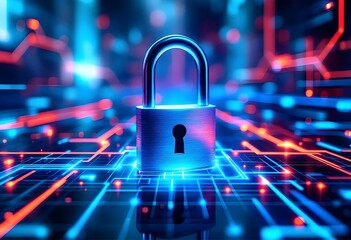 Cybersecurity Lock Protecting Digital Data