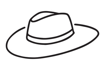 Stylish Fedora Hat Line Art Illustration