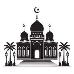 Majestic Silhouette Illustration of a Mosque