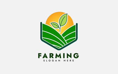 Farming Agriculture Logo Vector Design, Agribusiness, Eco-Farm And Rural Country. Farm Industries And Agronomy