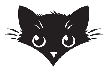 Black Cat Head Silhouette Vector Illustration Design