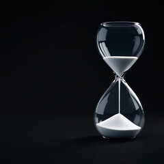 Dramatic hourglass on dark background symbolizing urgency, deadlines, and time running out. Perfect for business, time management, and pressure themes.