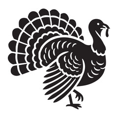 Turkey Silhouette Vector Illustration Thanksgiving Holiday Bird Design