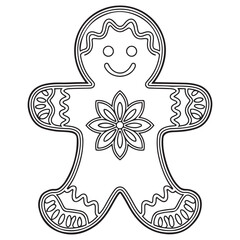 Christmas Ornament, Mandala Gingerbread Man, silhouette zendoodle illustration. template for craft, vinyl, paper cutting, t-shirt design