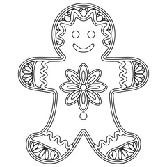 Christmas Ornament, Mandala Gingerbread Man, silhouette zendoodle illustration. template for craft, vinyl, paper cutting, t-shirt design