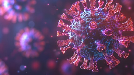 Microscopic Close up of Virus Particle Detailed 3D Render of Viral Structure